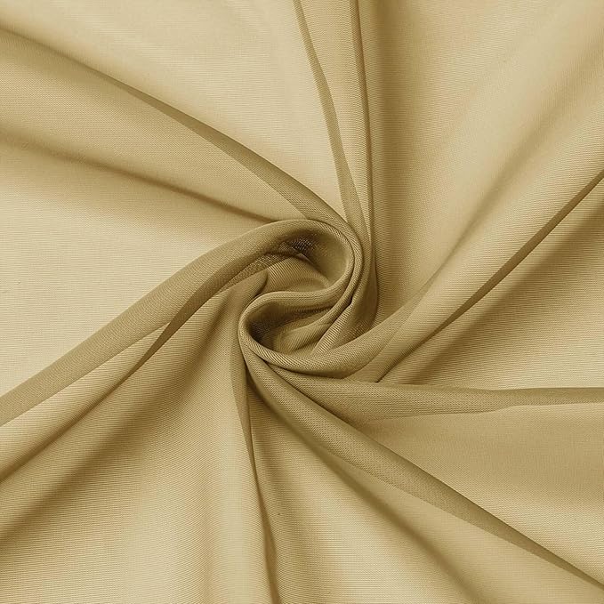 Extra Long Gold Sheer Curtains for Bedroom Living Room 120 Inches Long 2 Panels Set, Solid Soft Light Filtering Rod Pocket Sheer Window Curtains, Gold, Each 59" Wx120 L Inch