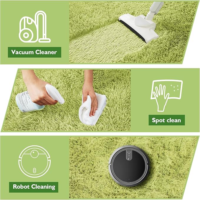 Shag Area Rug for Bedroom 4x6,Green Fluffy Area Rugs for Living Room,Soft Fuzzy Rug Non-Shedding Indoor Plush Carpet for Kids Bedroom Nursery Dorm Home Decor