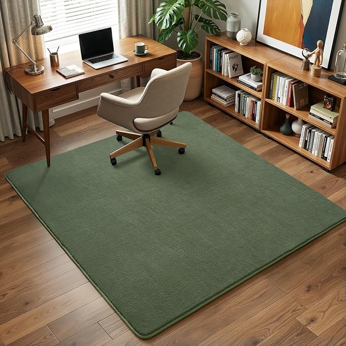 Amearea 4x4 Square Area Rugs for Bedroom Living Room, Sage Green Thickened Memory Foam Rug, Fluffy Indoor Washable Rug Non Slip Minimalist Carpet for Entryway Kids Boys Girls Dorm Nursery Room Decor