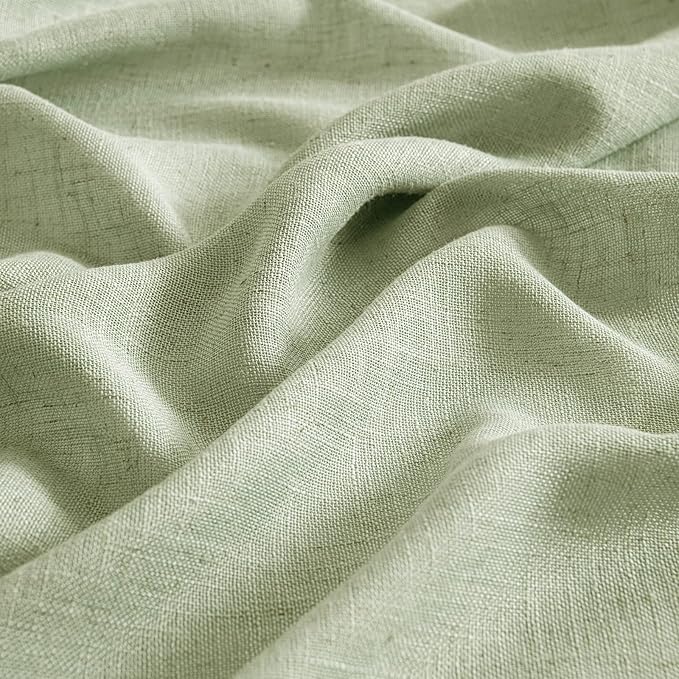 MIULEE Sage Green Linen Curtains 72 Inch Length for Bedroom Living Room, Soft Thick Linen Textured Window Drapes Semi Sheer Light Filtering Back Tab Rod Pocket Burlap Look Farmhouse Decor, 2 Panels