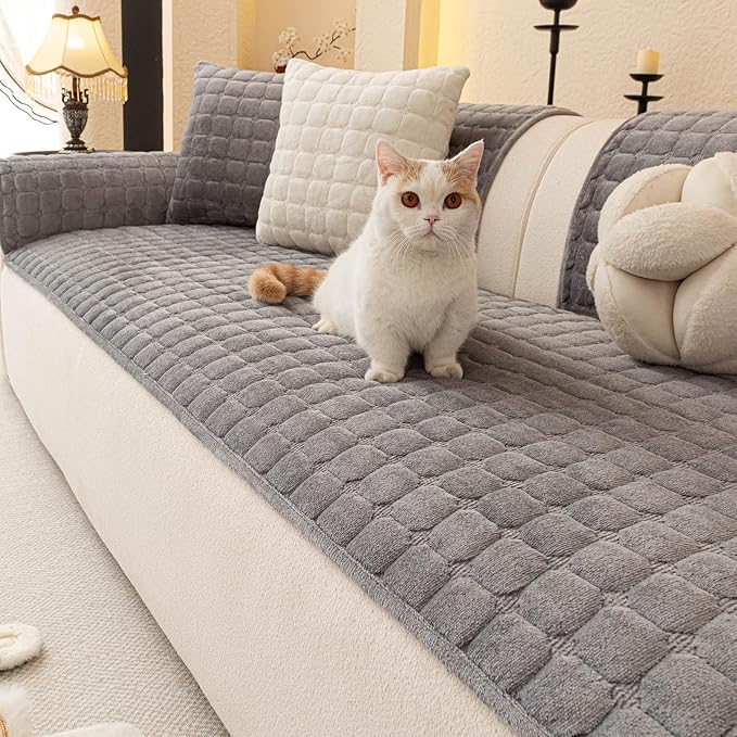 Velvet Couch Covers for Dogs, Dog Sectional Couch Covers, Pet Couchs Cover for Loveseat, Couchs Protector for Dogs, Sectional Sofa Cover for Pet Washable(1PC,Dark Grey,27.6"×59")
