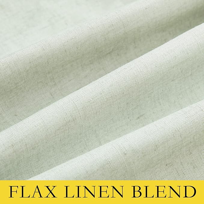 NICETOWN Sage Green Linen Blackout Curtains for Night Shift, Great Job, Set of 2, 34" by 48", Short Kitchen Burlap Linen 100% Blackout Drape Panels with Bronze Grommets for Blocking Light
