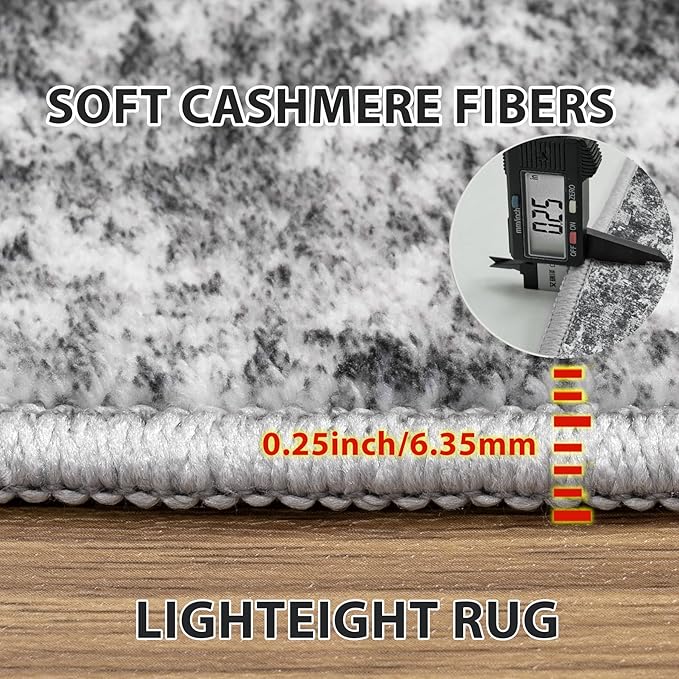 5x7 Area Rugs for Living Room Rug Washable: Abstract Rug for Dining Room Bedroom Carpet Non Slip 5 by 7 Indoor Modern Nursery Home Office Black Grey