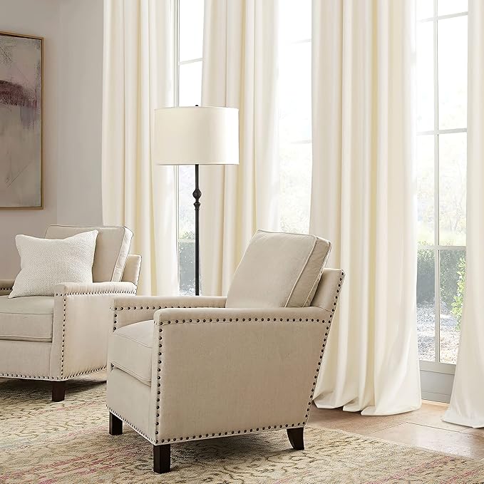 RYB HOME Ivory White Velvet Curtains 63 inches with Hook Belt, Soft Fabric Room Darkening Thermal Insulated Luxurious Home Decor Curtains for Living Room Bedroom, W 42" x L 63", 2 Panels Set