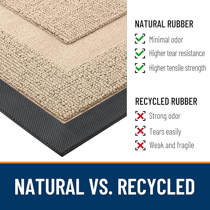 OLANLY Front Door Mat Indoor Outdoor Entrance, Waterproof All-Season, All-Weather Doormat, Sturdy Natural Rubber, Low Profile, Easy Clean Patio Porch Entryway Mat, 35x23, Off-White