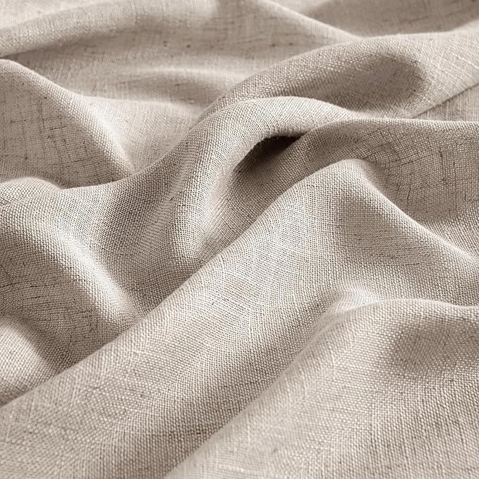 MIULEE Natural Linen Curtains 96 Inches Long 2 Panels for Bedroom Living Room, Soft Linen Textured Window Drapes Semi Sheer Light Filtering Back Tab Rod Pocket Farmhouse Modern Burlap Look Decor