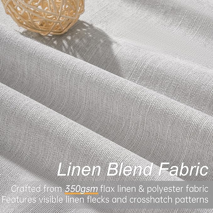 Topfinel Grey Beige Extra Long 132 Inch 100% Blackout Curtains for Livingroom Neutral Modern Linen Blend Curtain Drapes Sound Proof Drapes Privacy Ceiling Track Villa Bedroom 11Ft(W52 xL132 2 Panels)