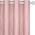 Deconovo Pink Curtains, Blackout Drapes, Thermal Insulated Soundproof Curtain, Silver Wave Dots Print, 52 x 63 Inch Long, Machine Washable Window Panels for Girls Bedroom Living Room Nursery, Set of 2