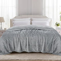 TOONOW Fleece Bed Blanket Queen Size 90x90 inches, Super Soft Fluffy Fuzzy Plush Blanket Geometric Pattern Cozy Microfiber Flannel Blankets for Couch, Bed, Sofa, Light Grey