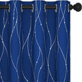 Deconovo Blackout Curtains, Thermal Insulated Noise‑Reducing Drapes, Wave Line Dot Foil Print, 52 x 84 Inch Long, 2 Panels, Machine‑Washable Window Curtains for Bedroom Living Room Kitchen Office