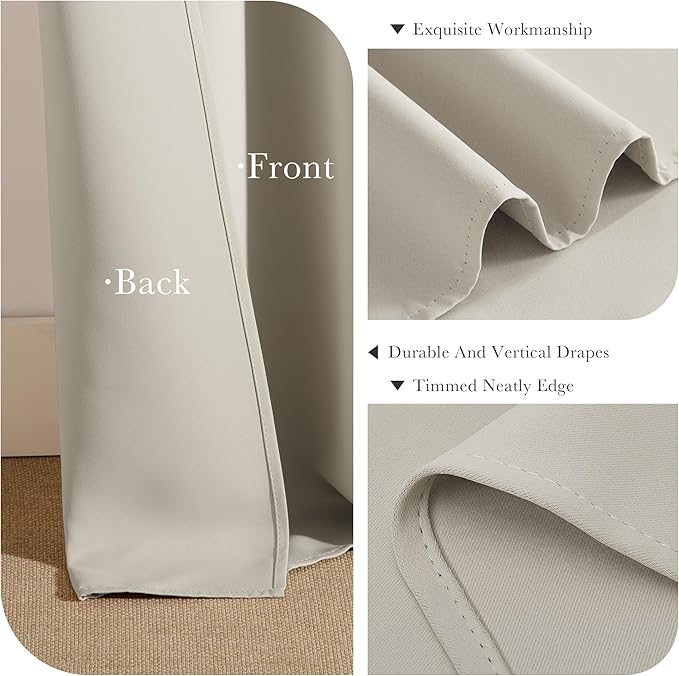 PONY DANCE Short Black Out Curtain Panels for Basement, Small Drapes for Bathroom, Thermal Insulated Tiers for Basement, 34x45 inch, 2 Window Curtain Panels, Cream