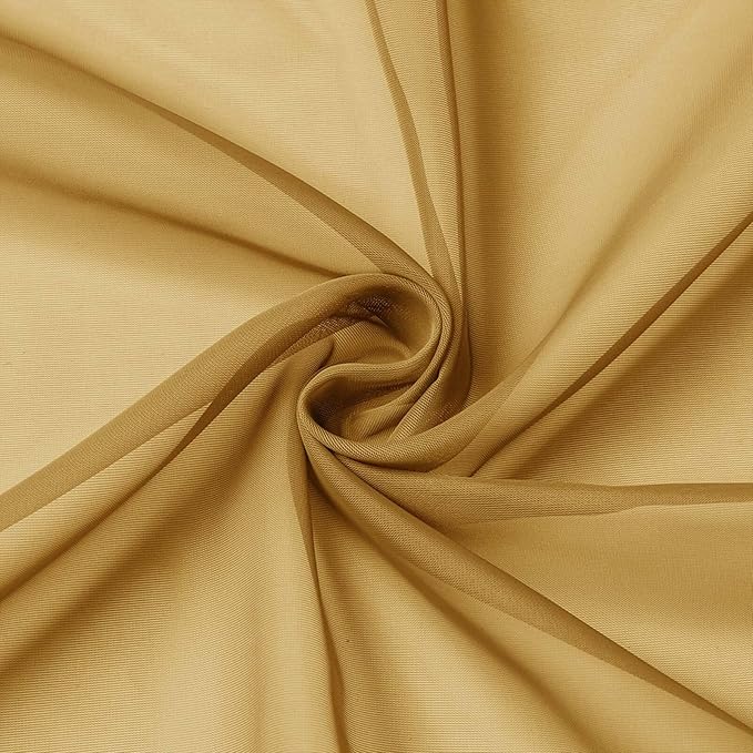 Gold Valances for Windows, Gold Sheer Curtains 14 Inch Length 2 Pack Kitchen Drapes, Modern Solid Mini Small Window Curtains for Cafe Bathroom Basement, Each 42" Wx14 L Inches