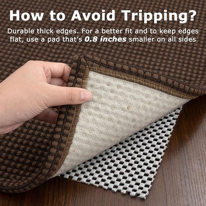 KOZYFLY Long Runners for Hallways 2.6x12 ft Washable Kitchen Runner Non Slip Rubber Backed Hallway Rugs Cotton Entryway Runner Rug Floor Carpet for Indoor Hall, Backdoor, Kitchen, Reddish Brown/Coffee