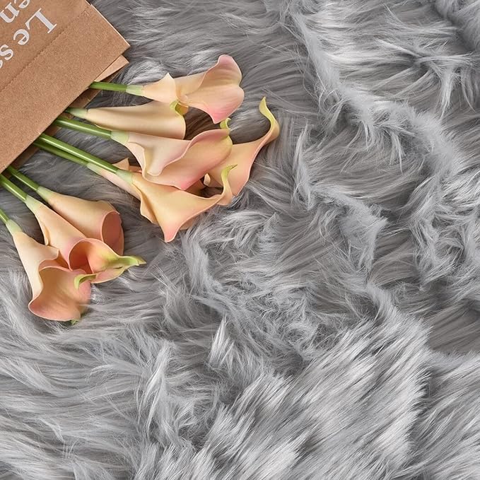 Latepis 5x8 Gray Area Faux Fur Rug for Living Room Sofa Floor Washable Fluffy Rugs Fuzzy Rugs for Bedroom Dorm Luxury Home Decor