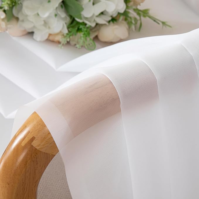Lecloud White Sheer Curtains 68 Inch Length 2 Pcs, Voile Dual Rod Pocket Living Room Curtains for Bedroom, Elegant Window Treatments with Light Filtering Drapes for Bathroom, Each Panel 42" W x 68" L