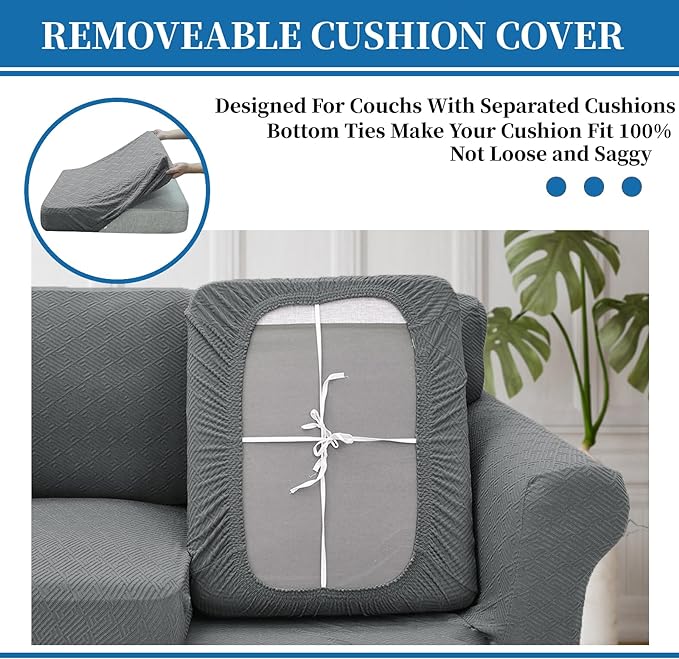 XINEAGE 2026 New 3 Pieces Couch Covers for 2 Extra Large Cushion Sofa Super Stretch Sofa Cover for 2 Large Seat Universal Loveseat Slip Cover for Living Room (Light Gray), 71"-91"(2 Cushions)