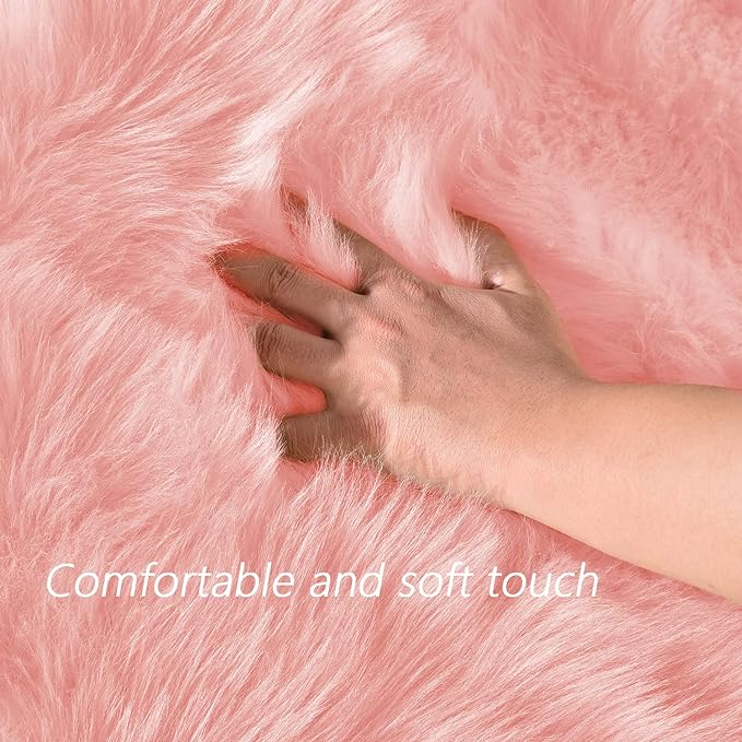 Latepis Pink Rugs for Bedroom Girls Round Rugs 8ft Large Area Fluffy Circle Plush Shaggy Rug Washable Faux Fur Rug for Living Room Nursery Play Tent Floor Home Decor