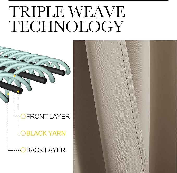 NICETOWN Taupe Room Darkening Curtains for Kitchen, Window Treatment Thermal Insulated Solid Grommet Room Darkening Curtains/Drapes for Bedroom (Set of 2, 42 inches Wide by 68 inches Long)