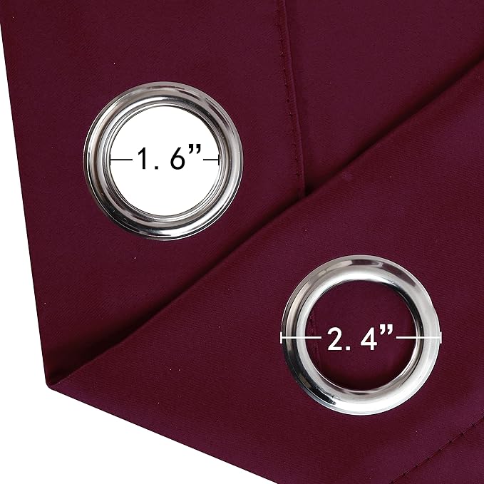 LEMOMO Burgundy Red Blackout Curtains 52 x 63 Inch Length/Set of 2 Curtain Panels/Thermal Insulated Room Darkening Blackout Curtains for Bedroom