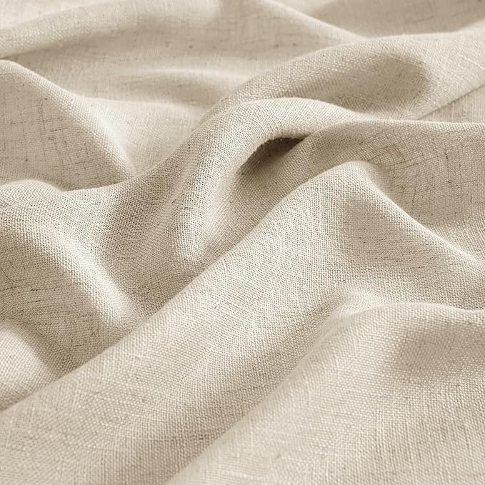 MIULEE Linen Curtains 96 Inch Length 2 Panels for Bedroom Living Room, Soft Thick Linen Textured Back Tab Window Drapes Semi Sheer Light Filtering Rod Pocket Modern Farmhouse Decor