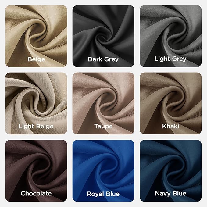Joydeco Blackout Curtains 63 Inch Length 2 Panels Set, Thermal Insulated Long Curtains& Drapes 2 Burg, Room Darkening Grommet Drapes for Living Room Bedroom Window (W52 x L63 Inch, Beige)