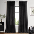 Vintage Black Linen Curtains 102 Inches Long for Living Room Light Filtering Semi Sheer Curtain Back Tab Floor to Ceiling High Window Gothic Vintage Decor Drapes for Bedroom Office 52x102,2 Panels