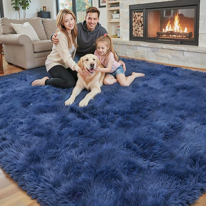 3x5 Rug, Bedside Preppy Dorm Area Rug, College Essentials Small Carpets for Bedroom, Anti Slip Living Room Rugs Home Decor (Royal Blue, 3 x 5)