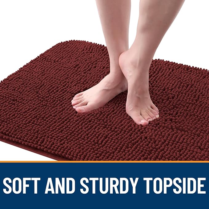 OLANLY Dog Door Mat for Muddy Paws 47x24, Absorbs Moisture and Dirt, Absorbent Non-Slip Washable Doormat, Quick Dry Chenille Mud Mat, Entry Indoor Entryway Carpet for Inside Floor, Caramel Russet