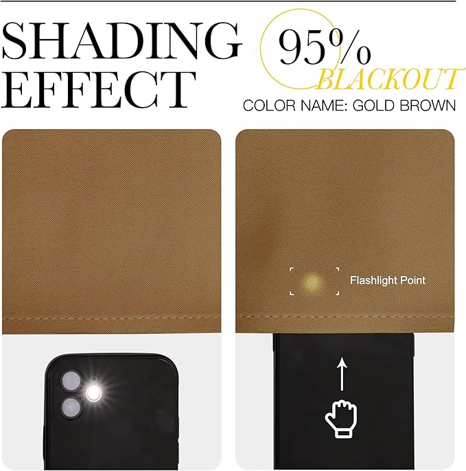 NICETOWN Sleek Blackout Curtains 78 inches Length for Small Windows, 2 Panels, Gold Brown, W42 x L78 -Inch, Noise Reducing and Block Draft Panels for Door Doorway Laundry Office Luxury Decor Theme