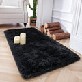 Chicrug Soft Runner Rug for Bedroom Living Room Plush Fluffy Rug 2x3 Feet, Shag Furry Runner Carpet Non Shedding for Nursery Children Kids Girls Room Home Decorative, Black