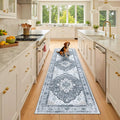 RELEANY Area Rugs 2'6''x8' Runner Rug Non Slip Washable for Kitchen Hallway Bedroom Beside Laundry Room Bathroom Rug, Floor Carpet, Light Gray Grey White