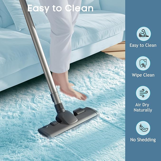 Ophanie 5x8 Light Blue Rugs for Living Room, Kids Nursery Rug Aesthetic, Playroom Area Rugs for Boys Girls Teen Home Decor, Fluffy Fuzzy Soft Plush Shaggy Bedside Floor Bedroom Carpet for Teen