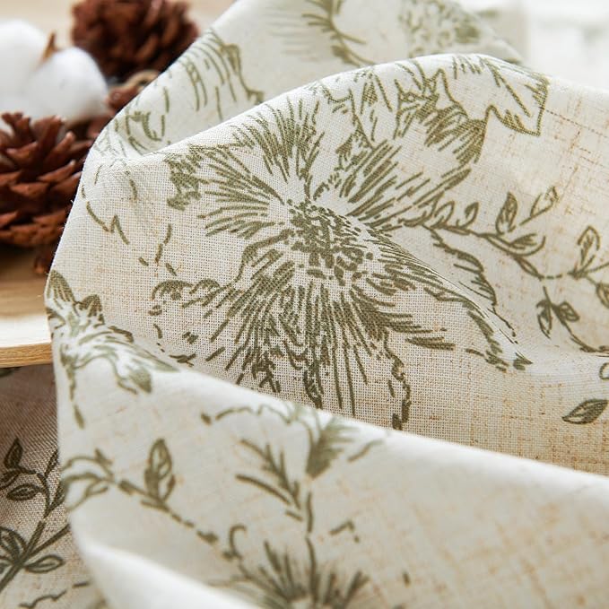jinchan Linen Blend Floral Curtains for Living Room 90 Inch Length Farmhouse Printed Curtain Rod Pocket Back Tab Sage Green Peony Flower Patterned Drapes Bedroom Curtains Set 2 Panels