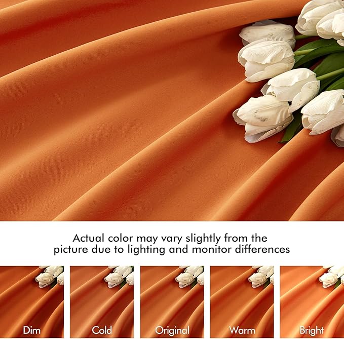 MIULEE Orange Back Tab Blackout Curtains 108 Inch Long 2 Panels Set for Living Room Bedroom Privacy, Rod Pocket/Pinch Pleated Fall Extra Long Thermal Insulated Room Darkening Light Blocking Drapes