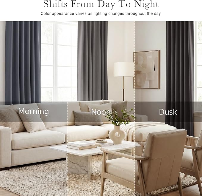 PONY DANCE Short Curtains Half Window Curtains for Bedroom, Privacy Blackout Energy Saving Drapes for Living Room Bathroom Shades, Wide 29 x Long 36 inches per Panel, Grey, 2 Pcs