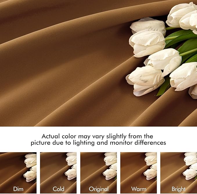 MIULEE Golden Brown Back Tab Blackout Curtain 96 Inch Long 2 Panels Set for Bedroom, Rod Pocket/Pinch Pleat Thermal Insulated Living Room Darkening Pleated Light Blocking Floor to Ceiling Drape
