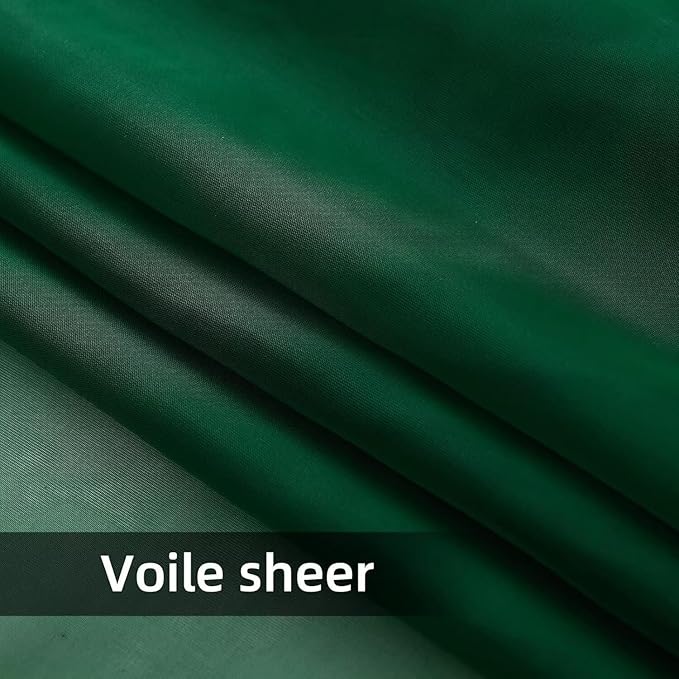 youleyar Solid Sheer Rod Pocket Curtain Voile Draperies 2 Panels White Beige Black Grey Coffee 52 Inch Width 63 Inch Long 1 Pair for Kitchen Bedroom Children Living Room Yard (Foliage Green,52Wｘ63L)