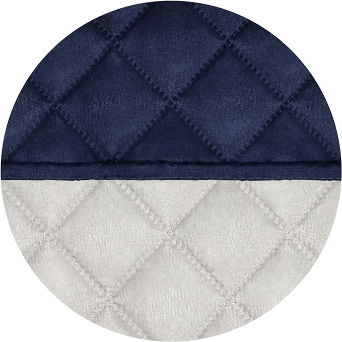 PureFit Reversible Quilted Sofa Cover, Water Resistant Slipcover Furniture Protector, Washable Couch Cover with Non Slip and Elastic Straps for Kids, Dogs, Pets (Small Recliner, Navy/Ivory)