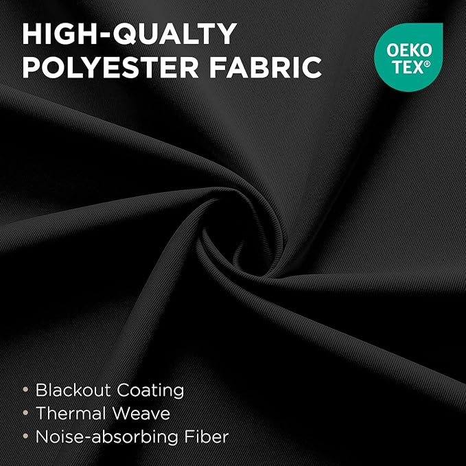 Joydeco Blackout Patio Sliding Door Curtains 84 Inches Long, Grommet Privacy Room Divider Curtains, Extra Wide Thermal Blackout Drapes for Bedroom Living Room (Black, 80Wx84L, 1 Panel)