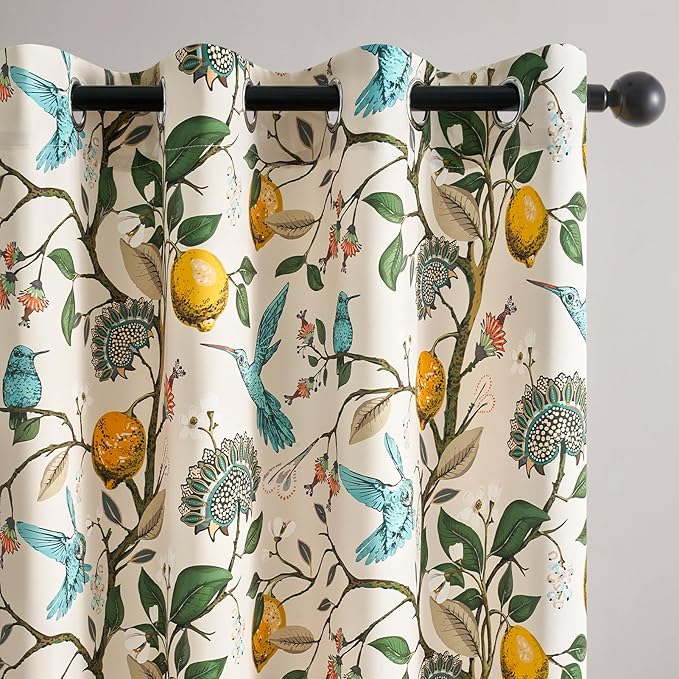 Topfinel Beige Floral Curtains 63 Inch Length 2 Panels Aesthetic Unique Rustic Thermal Insulated Noise Reducing Cottagecore Floral Flower Printed Modern Farmhouse Window Treatment