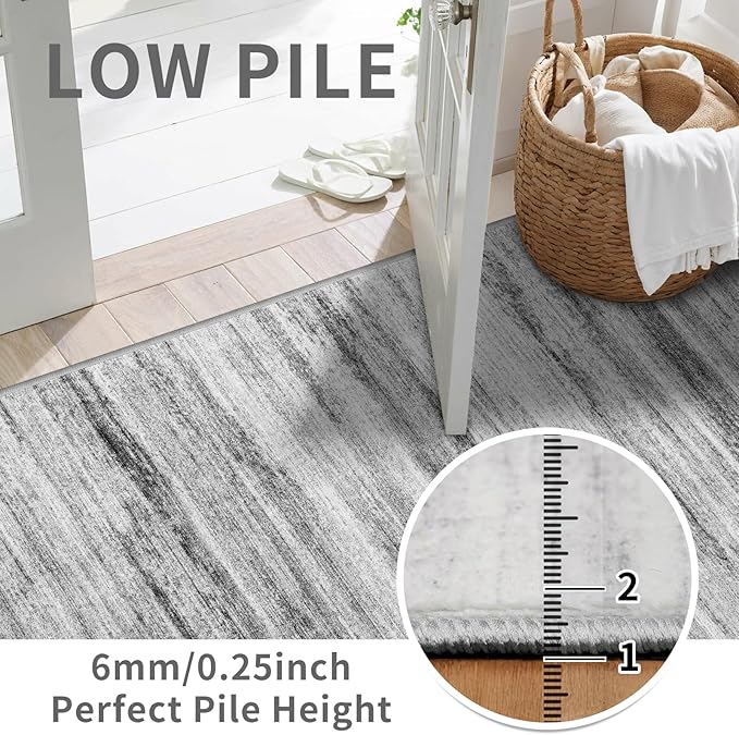 2x3 Small Washable Area Rug: Non-Slip Indoor Door Mat for Entrance Doorway Kitchen Bedroom Living Room - Abstract Farmhouse Throw Rug for Modern Home Decor Grey