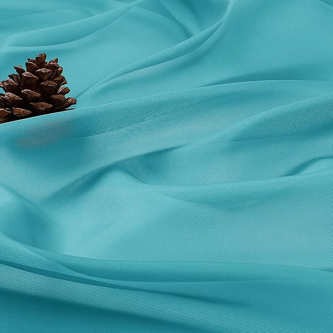 OVZME Sheer Turquoise Curtains 108 Inches Long 2 Panels Set, 59 Inch Extra Wide Lightweight Airy Turquoise Sheer Curtain for Living Room Bedroom, Filmy Voile Rod Pocket, 59Wx108L Inches