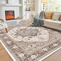 OPPODREAM Soft Area Rugs 4x6, Low-Pile Washable Rugs 4x6 with Non Slip Backing, Faux Cashmere 4 x 6 Throw Carpet, Khaki