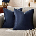 GIGIZAZA Navy Blue Velvet Pillow Covers 20x20,Square Solid Throw Pillow Covers Decorative Modern Pillows Big Vintage Cases for Couch Pack of 2