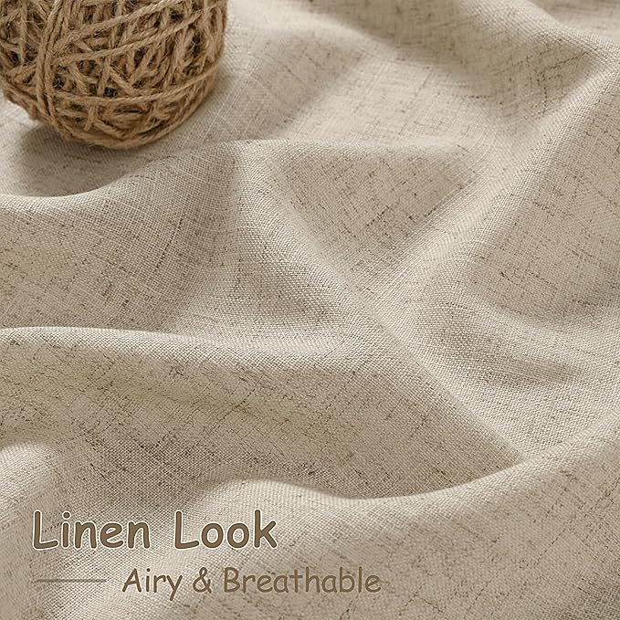 Taupe Burlywood Linen Curtains for Living Room 105 Inches Long Light Filtering Semi Sheer Curtain Back Tab Rustic Luxury Neutral Modern Farmhouse Decor Drapes for Bedroom Dinner Room 52x105, 2 Panels
