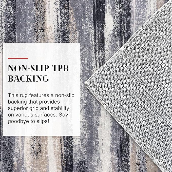 Lansny Modern Abstract Entryway Rug Indoor 2x3 Washable Rug Non-Slip Soft Small Area Rug Grey Black Multi Kitchen Mats Thin Print Faux Wool Floor Carpet Throw Rugs for Entrance Bedroom Home Decor