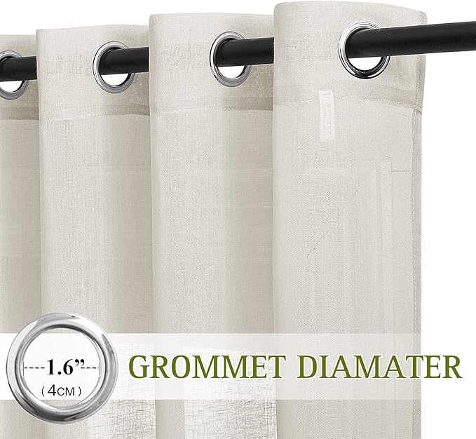 NICETOWN Natural Kitchen Curtains 36 inch Length, Grommet Small Curtains & Drapes Semi Sheer Privacy with Light Filtering Window Drapes for Cafe/Kids Room, W52 x L36, 2 Panels