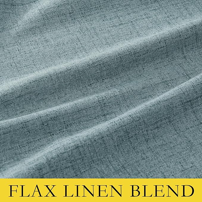 NICETOWN 100% Absolutely Blackout Linen Curtains with Thermal Insulated Liner, Skylark Blue, 62" Wide, 95" Length Energy Saving Curtains for Living Room 2 Panels Set, Vertical Blinds