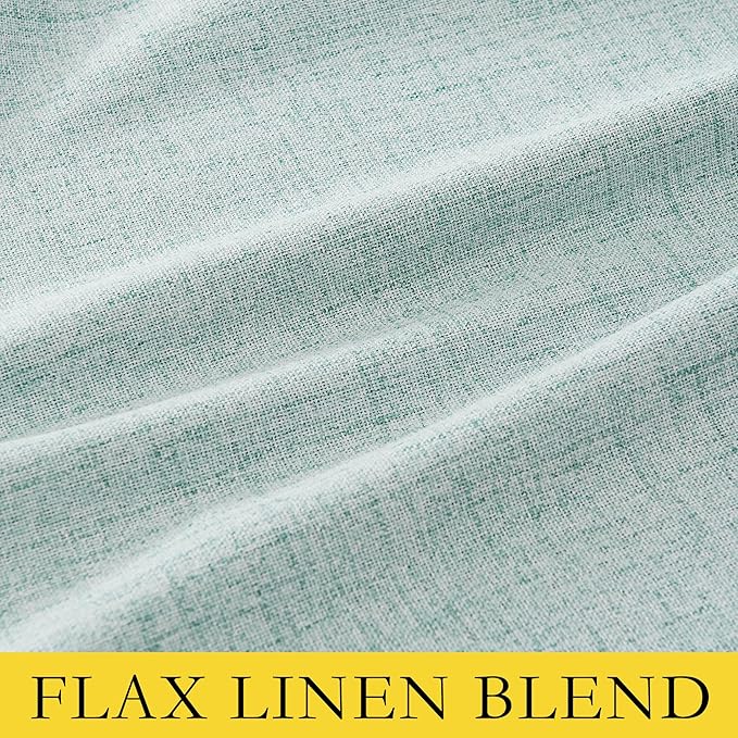 NICETOWN 100% Absolutely Blackout Linen Curtains with Thermal Insulated Grey Liner, Seafoam Green, 52" Wide, 108" Length Energy Saving Curtains for Living Room 2 Panels Set, Vertical Blinds
