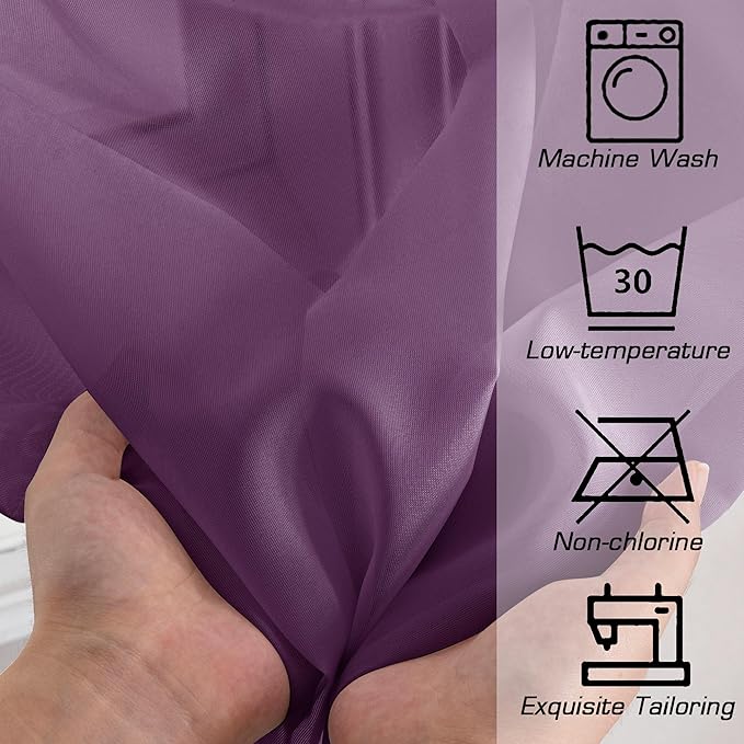 OWENIE Sheer Curtains 72 Inches Long 2 Panels Set, Transparent Light Filtering Plum Sheer Curtain Rod Pocket Clear Drapes for Living Room Bedroom Window Sliding Glass Door, Each 42 x 72 Inch, Plum